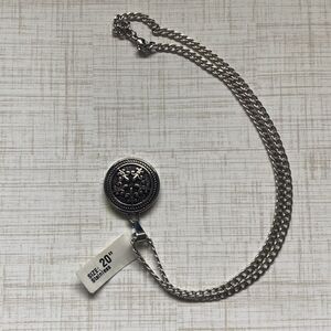 Men’s Stainless Steel Fleur-de-Lis Medallion Necklace 20” Chain NEW